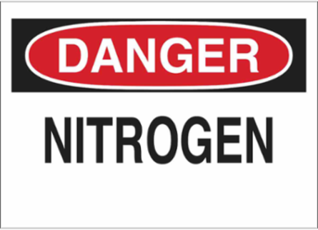 DANGER Nitrogen Sign, 7" H x 10" W x 0.06" D, Polystyrene