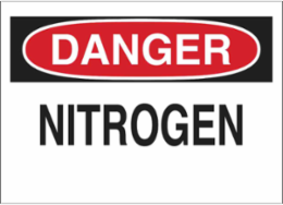 DANGER Nitrogen Sign, 10" H x 14" W x 0.06" D, Polystyrene