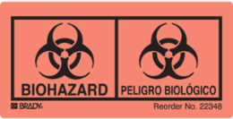 BIOHAZARD Label 2 Inch x 4 Inch Black on Orange Pack of 100