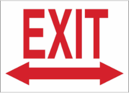 Exit Sign, 10" H x 14" W x 0.06" D, Polystyrene, Arrow Direction: Left/Right