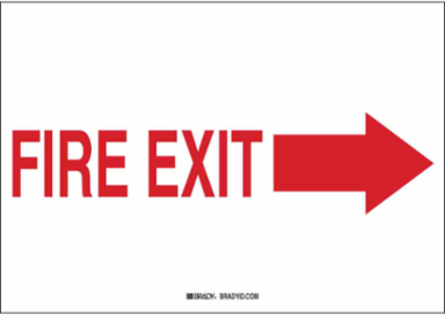 Fire Exit Sign, 7" H x 10" W x 0.06" D, Arrow Direction: Right