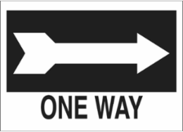 One Way Sign, 10" H x 14" W x 0.06" D, Polystyrene, Arrow Direction: Right