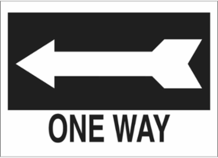 One Way Sign, 10" H x 14" W x 0.06" D, Polystyrene, Arrow Direction: Left