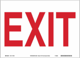 Customizable Exit Sign, 10" H x 14" W x 0.06" D, Red on White, Polystyrene