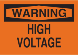 WARNING High Voltage Sign, 10" H x 14" W x 0.06" D, Polystyrene