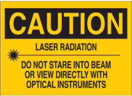 CAUTION Laser Radiation Sign, 10 Inch H x 14 Inch W x 0.06 Inch D, Polystyrene