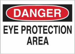 DANGER Eye Protection Area Sign, 7" H x 10" W x 0.06" D, Polystyrene