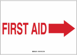 First Aid Sign, 7" H x 10" W x 0.06" D, Polystyrene, Arrow Direction: Right