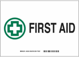 First Aid Sign, 7" H x 10" W x 0.06" D, Polystyrene