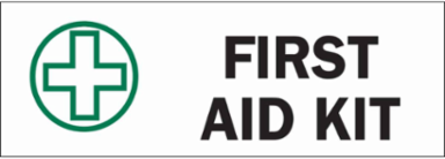 First Aid Kit Sign, 7" H x 10" W x 0.06" D, Polystyrene