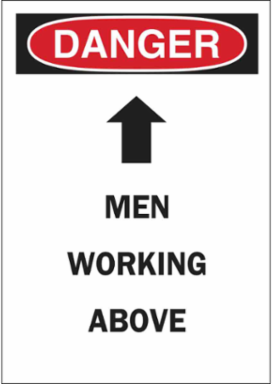 DANGER Men Working Above Sign, 10" H x 7" W x 0.06" D, Polystyrene