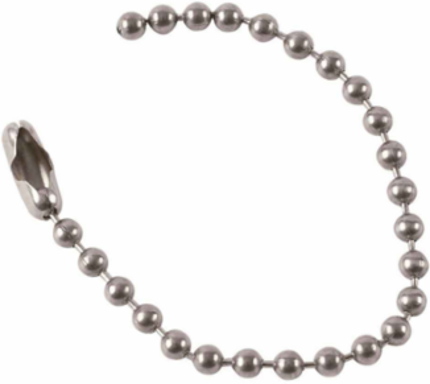Beaded Chain 4.5 Inch L, Nickel, Locking Links, #6 Trade Size