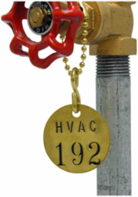 Stamped Brass Valve Tags, 1.5" Dia, FP, 401-425, 0.25"