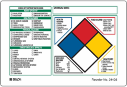 CHECK OFF APPROPRIATE BOXES…, 4" H x 5.87" W, Black/Blue/Red/Yellow on White, Pack of 100 Labels