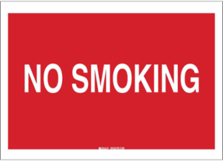 No Smoking Sign, 7" H x 10" W x 0.06" D, Polystyrene, White on Red
