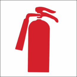 Fire Extinguisher Sign, 7" H x 10" W x 0.06" D, Red on White, Polystyrene, Fire Extinguisher Pictogram, No Text