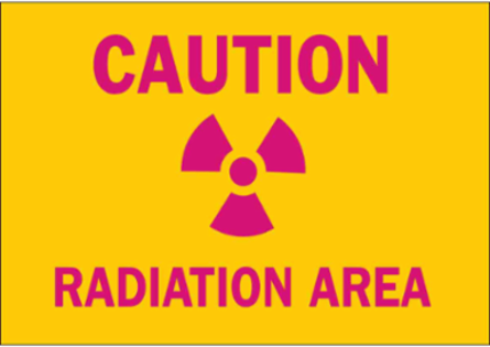 CAUTION Radiation Area Sign, 7" H x 10" W x 0.06" D, Polystyrene