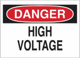 DANGER High Voltage Sign, 10" H x 14" W x 0.06" D, Polystyrene, Customizable