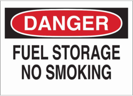 DANGER Fuel Storage No Smoking Sign, 7" H x 10" W x 0.06" D, Polystyrene