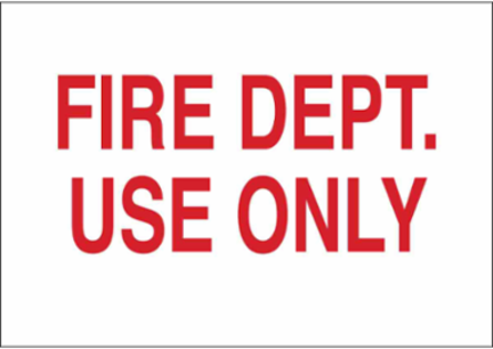 Fire Dept Use Only Sign, 7" H x 10" W x 0.06" D, Red on White, Polystyrene