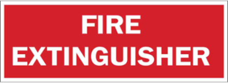 Fire Extinguisher Sign, 7" H x 10" W x 0.06" D, White on Red, Polystyrene