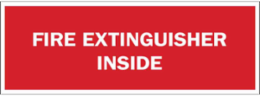 Fire Extinguisher Inside Sign, 7" H x 10" W x 0.06" D, White on Red, Polystyrene