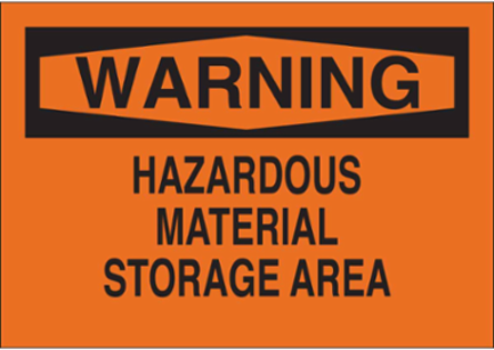 WARNING Hazardous Material Storage Area Sign, 10" H x 14" W x 0.06" D, Polystyrene