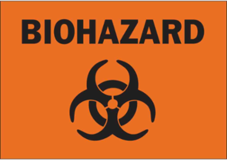 Biohazard Sign 10 Inch H x 14 Inch W, Polystyrene, Abrasion & Chemical Resistant