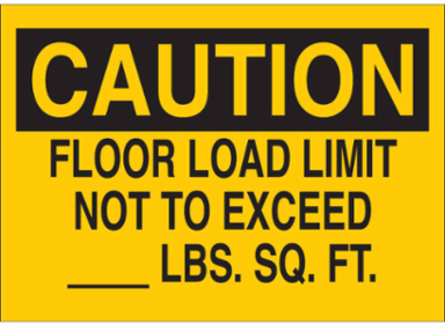 CAUTION Floor Load Limit Sign 10 Inch H x 14 Inch W Polystyrene