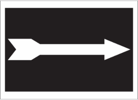 Right Arrow Sign, 7" H x 10" W x 0.06" D, Polystyrene, White on Black