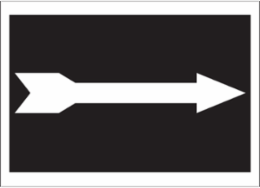 Right Arrow Sign, 7" H x 10" W x 0.06" D, Polystyrene, White on Black