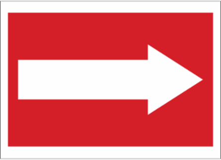 Right Arrow Sign, 7" H x 10" W x 0.06" D, Polystyrene, White on Red