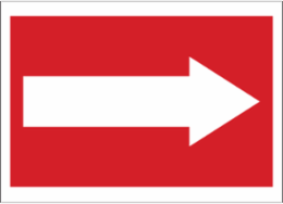 Right Arrow Sign, 7" H x 10" W x 0.06" D, Polystyrene, White on Red