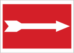 Skinny Right Arrow Sign, 7" H x 10" W x 0.06" D, Polystyrene, White on Red