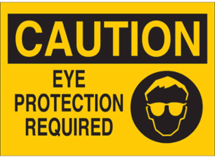 Caution Eye Protection Required Sign, 10 Inch H x 14 Inch W x 0.06 Inch D, Polystyrene