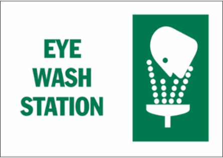 Eye Wash Station Sign, 10" H x 14" W x 0.06" D, Polystyrene, Green on White