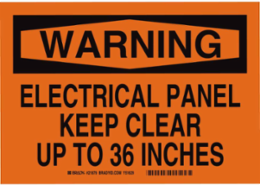 Electric Panel Keep Clear Up To 36" Sign, Black on Orange