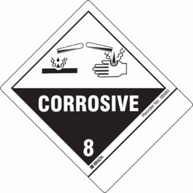 CORROSIVE, 4" H x 4" W, Black on White, Pack of 100 Labels