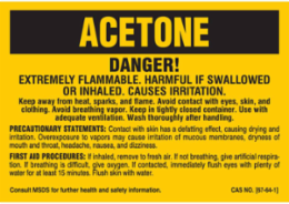 DANGER! EXTREMELY FLAMMABLE. HARMFUL IF SWALLOWED OR INHALED. CAUSES IRRITATION…, 2" H x 2" W, Black on Yellow, Pack of 25 Labels
