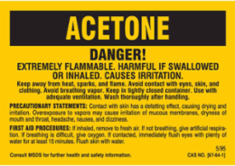 DANGER! EXTREMELY FLAMMABLE. HARMFUL IF SWALLOWED OR INHALED. CAUSES IRRITATION…, 2" H x 5" W, Black on Yellow, Pack of 25 Labels