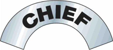 Bradylite CHIEF Hard Hat Label, 3 Inch H x 6.875 Inch W, Reflective, Black on Silver