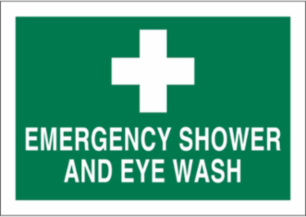 Emergency Shower And Eyewash Sign, 7" H x 10" W x 0.035" D, Aluminum
