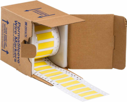 High Temp PermaSleeve PVDF Wire Marking Sleeves, Yellow, 0.25" Dia x 2" W