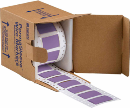 PermaSleeve HX 3 Inch Heat Shrink Wire Marking Sleeves, Violet, Double-Sided Printable