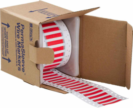 PermaSleeve Low Smoke Zero Halogen Wire Marking Sleeves, 0.125" Dia x 1" W, 20 AWG, Red