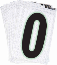 Glow in the Dark Labels, 2 Inch Character Height, Pack of 10, Black/Green Glow on Silver