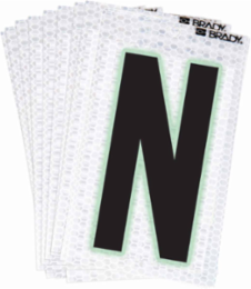 Glow in the Dark Labels, 2.375 Inch H x 1.5 Inch W, Pack of 10, Black/Green Glow on Silver