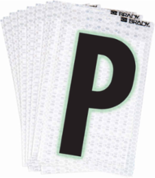 Glow in the Dark Labels, Black/Green Glow on Silver, 2.375 Inch H x 1.5 Inch W, Pack of 10