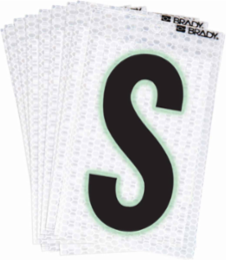 Glow in the Dark Labels, Black/Green Glow on Silver, 2.375 Inch x 1.5 Inch, Pack of 10
