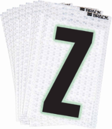 Glow in the Dark Letter and Number Labels, Black/Green on Silver, 2.375 Inch x 1.5 Inch, Pack of 10